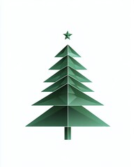 Obraz premium Elegant Geometric Green Tree Design Perfect for Modern Holiday Decorations and Minimalist Aesthetics in Seasonal Celebrations and Creative Projects