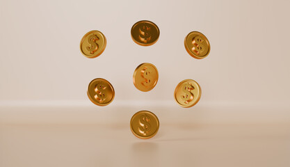 3D Stack of Gold Coins Icon Isolated, savings and business, Saving and money growth concept