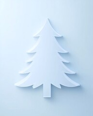 Obraz premium Elegant White Tree Silhouette on Soft Blue Background, Perfect for Minimalist Holiday Decor, Winter Celebrations, and Creative Design Ideas