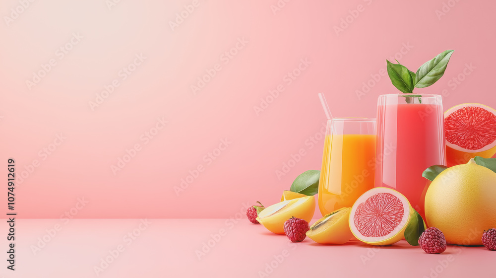 Aufkleber vibrant and refreshing healthy juices displayed on a smooth gradient background featuring citrus fru