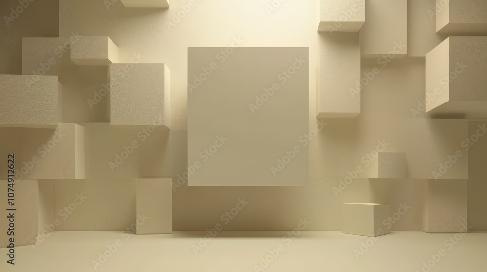 Poster abstract 3d cube background, dynamic lighting and geometric design for modern visuals