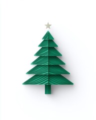 Fototapeta premium Festive Green Tree with Textured Layers and Star Decoration for Holiday Celebrations, Perfect for Seasonal Cards and Decor Designs