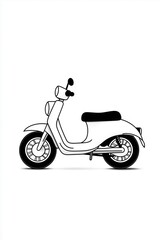 Fototapeta premium Stylish scooter illustration, black outline on white background, ideal for design projects.