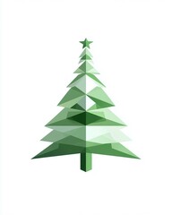 Obraz premium Geometric Tree Design in Minimalist Style with Layered Triangles on a Clean White Background for Modern Decor and Digital Art Projects