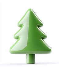 Obraz premium Glossy Green Tree with a Modern Design Perfect for Seasonal Themes and Eco-Friendly Concepts, Capturing the Essence of Nature and Sustainability in Design Projects