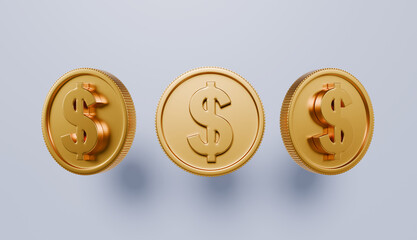 Dollar Stack of Gold Coins Icon Isolated, Symbol of investment Saving and money growth concept