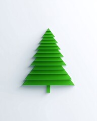 Fototapeta premium Green Minimalist Stacked Tree Design for Modern Decor, Perfect for Christmas or Seasonal Themes, Featuring Layered Flat Elements and Fresh Aesthetic Appeal