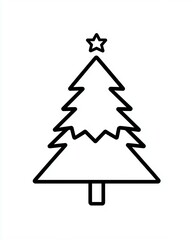 Fototapeta premium Minimalist Black and White Christmas Tree Illustration with Star Topper for Festive Holiday Decor, Cards, Invitations, and Party Design Inspirations