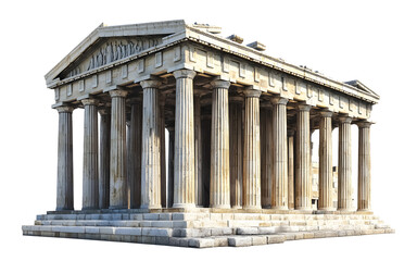 Ancient Greek temple on a transparent background. isolated background.