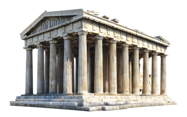 Ancient Greek temple on a transparent background. isolated background.