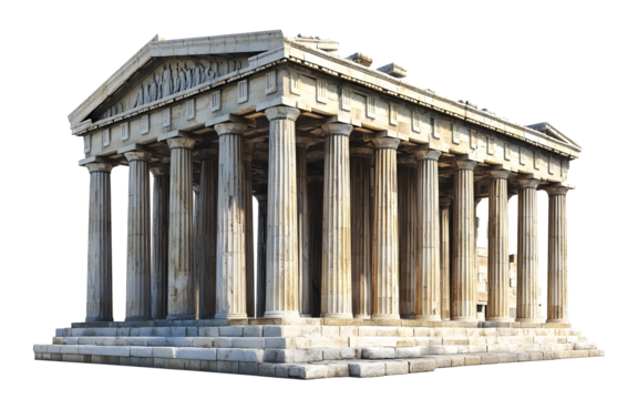 Ancient Greek temple on a transparent background. isolated background.