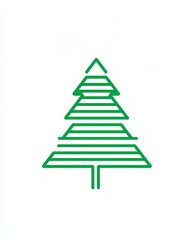 Fototapeta premium Minimalist Illustration of a Green Tree with Geometric Lines and Shapes on a White Background for Fresh and Modern Designs