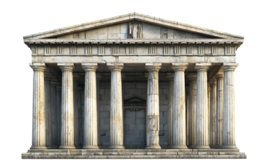 Ancient Greek temple on a transparent background. isolated background.