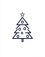 Minimalistic Christmas Tree Icon with Star on Top, Simple Design for Holiday Celebrations, Ideal for Festive Cards and Decorative Prints