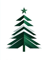 Obraz premium Modern Geometric Christmas Tree Design in Vibrant Green Shades Perfect for Holiday Decorations and Seasonal Celebrations, Ideal for Digital and Print Applications
