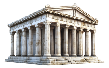 Ancient Greek temple on a transparent background. isolated background.