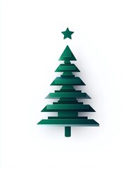 Fototapeta premium Simple and Elegant Christmas Tree Design with Star Ornament in a Minimalistic Style Perfect for Seasonal Celebrations and Holiday Promotions