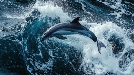 Fototapeta premium Often seen leaping from water in ocean waves.