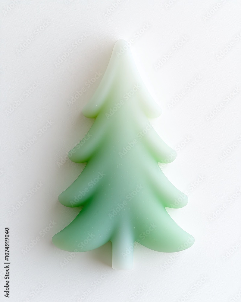 Poster soft green tree silhouette with gradient effect on white background for minimalist and nature-inspir