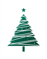 Fototapeta premium Stylish and Minimalist Christmas Tree Design with Star Topper and Decorative Lines on a White Background Perfect for Holiday Themed Projects and Decor