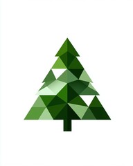 Obraz premium Stylish and Modern Geometric Tree Illustration Featuring Green Triangles for Nature Themes and Eco-Friendly Designs