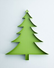 Obraz premium Stylish Green Tree Silhouette on Minimalist Background, Perfect for Holiday Themes, Creative Designs, and Modern Decor Applications, Shows Simple and Elegant Form