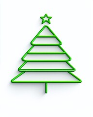 Fototapeta premium Stylized Abstract Christmas Tree Outline with Star on Top, Ideal for Holiday Designs, Cards, and Seasonal Decorations in a Minimalist Style