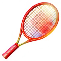 Red tennis racket isolated white background