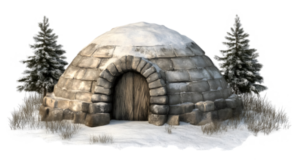 Ancient igloo isolated on a transparent background