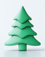 Fototapeta premium Vibrant Green Minimalist Tree Decoration for Modern Interiors, Perfect for Holiday Decor, Children's Rooms, or Eco-Friendly Themes with a Chic Aesthetic Appeal