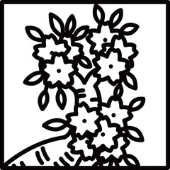 線画正方形ミニ花札　弥生　桜　3月　桜のカス