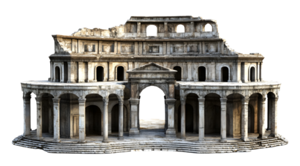Ancient Roman amphitheater on a transparent background. isolated background.