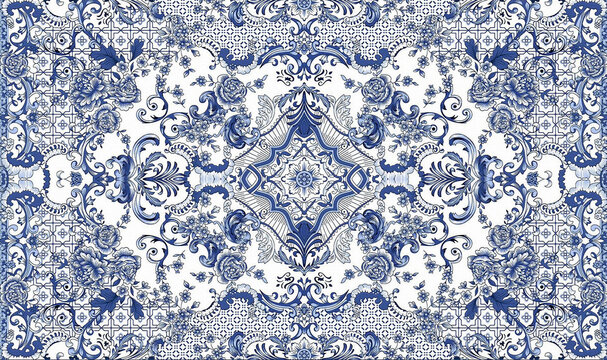 Fototapeta vintage damask wallpaper pattern, luxury ornamental baroque.