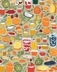 Food and beverage in illustration background