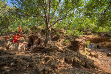 Pachmarhi, Madhya Pradesh, India - October 26 2018 : Bada mahadev temple in pachmarhi.