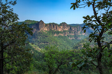 Beautiful Sunset view of satpura mountain range, Pachmarhi, Madhya Pradesh, India.