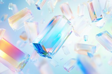 Abstract Prismatic Dreams: A ethereal symphony of iridescent prisms dance in a mesmerizing display of light and color, evoking a sense of wonder and infinite possibilities.