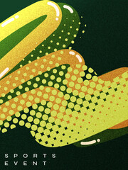 Abstract Sport Cover or Poster Design with Halftone and Wave Shapes in Green and Yellow Color Style