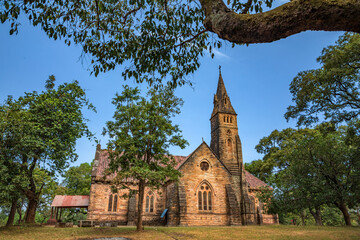 Pachmarhi, Madhya Pradesh, India - October 26 2018 : old and famous Catholic church in pachmarhi.