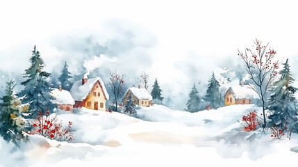 Houses in a snow-covered village in winter