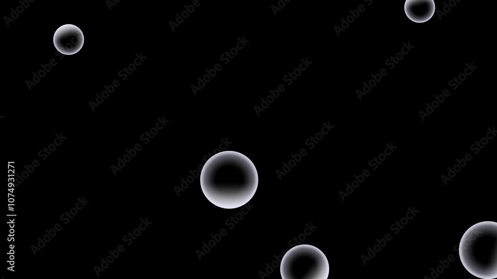 Poster soap bubbles fly on a black background. minimal modern seamless motion design. abstract loop animati