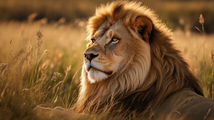Fototapeta premium In the Heart of the Wilderness: The Majestic Lion