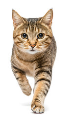 Obraz premium Cat running towards the camera isolated on white background 