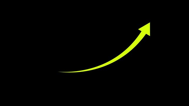 Business growth arrow and graph chart, Business line arrow, improvement, business strategy, arrow rising up. Arrows animation on transparent background, Set of animated arrows on alpha channel, 4k.