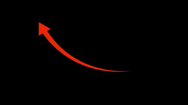 Business growth arrow and graph chart, Business line arrow, improvement, business strategy, arrow rising up. Arrows animation on transparent background, Set of animated arrows on alpha channel, 4k.