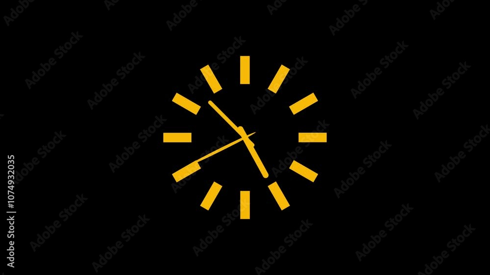 Poster abstract analog clock icon animation. clock time icon animated video. 4k