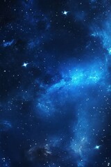 Naklejka premium Starry night sky with radiant light rays on blue blurred background