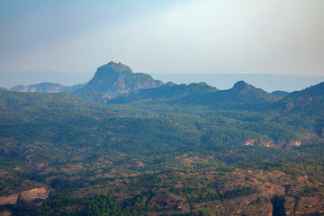 Beautiful Sunset view of satpura mountain range, View from Dhoopgarh, Pachmarhi, Madhya Pradesh, India.
