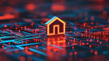 Smart Home Technology on Circuit Board.