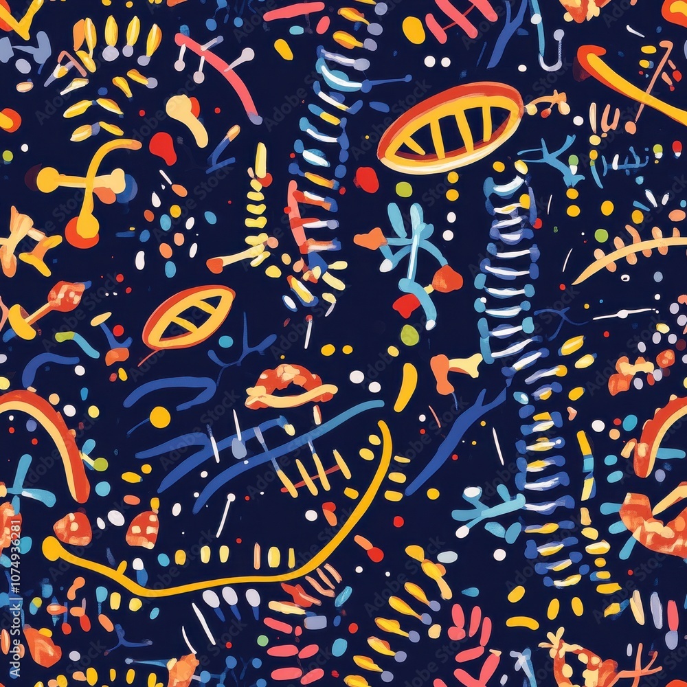 Aufkleber a vibrant pattern featuring stylized representations of nucleotides a and t on a dark background, sh